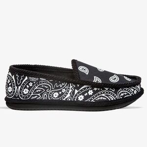 Trooper America Black White Bandana Paisley Slip On Shoes Womens 11 Mens 9